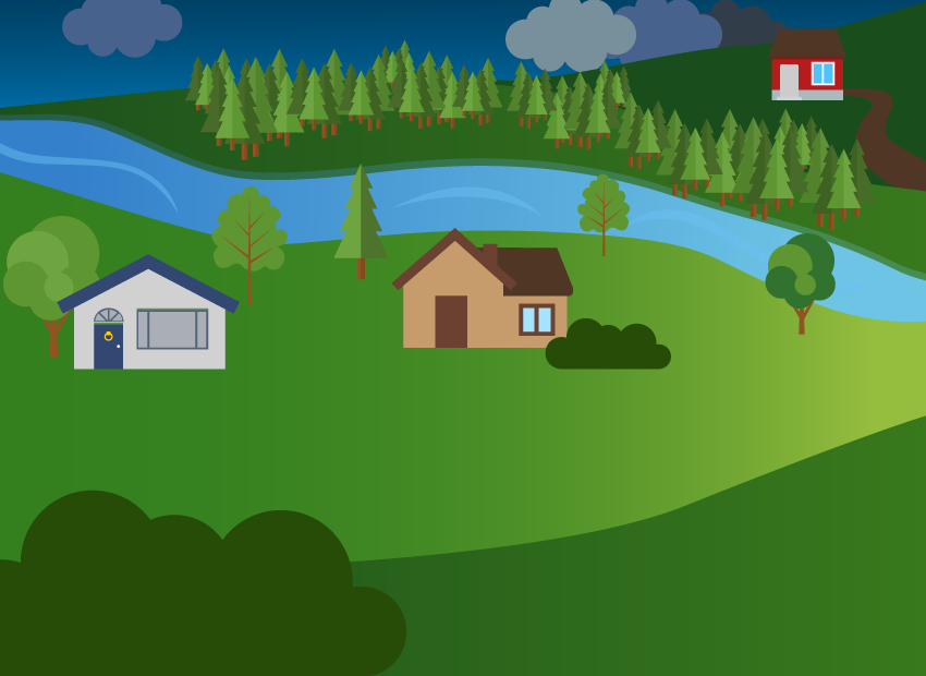 Suburban houses near river