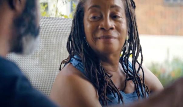 Woman staring at man